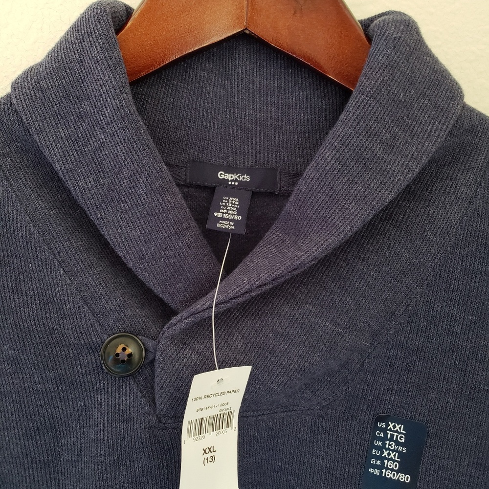 Boys Heather Blue Knit Pullover Sweater